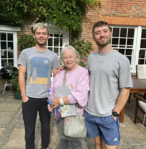 Patricia with grandsons Alex and George