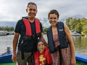 Freddie on a fun day out during his treatment