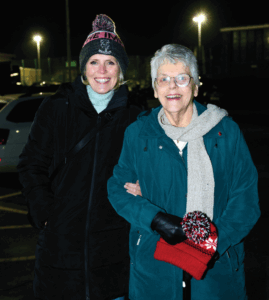 Janet at a football match with her daughterLincoln vs Morecombe